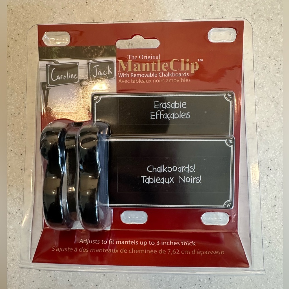 Christmas Stocking Holders Mantle Clip Erasable Removable Chalkboards New in box